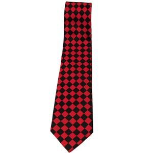 Hand Made Red Black Checkered Polyester Necktie